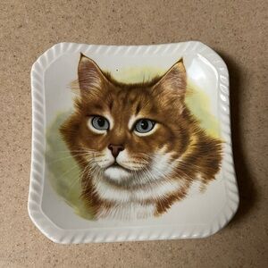 Vintage Royal Adderley Bone China trinket dish - Orange Ginger Cat - England
